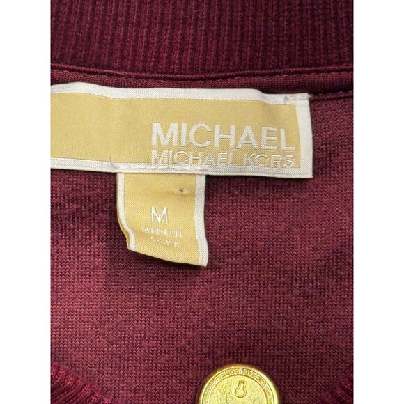 Michael Kors Womens Medium hooded Jacket Burgundy Velour Cotton Blend - Picture 9 of 16